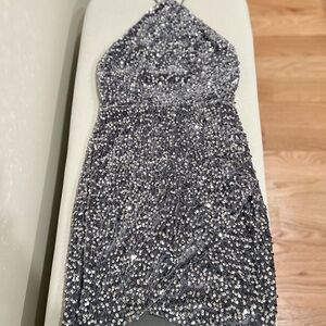 Hello Molly Shimmering Gray Sequin Dress